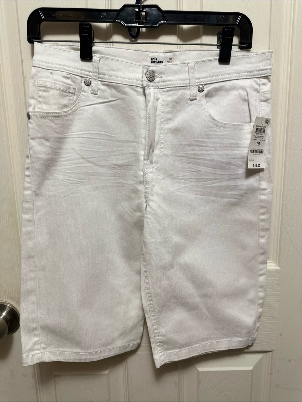 Epic Threads Kid’s White Denim Shorts size 18 NWT #544